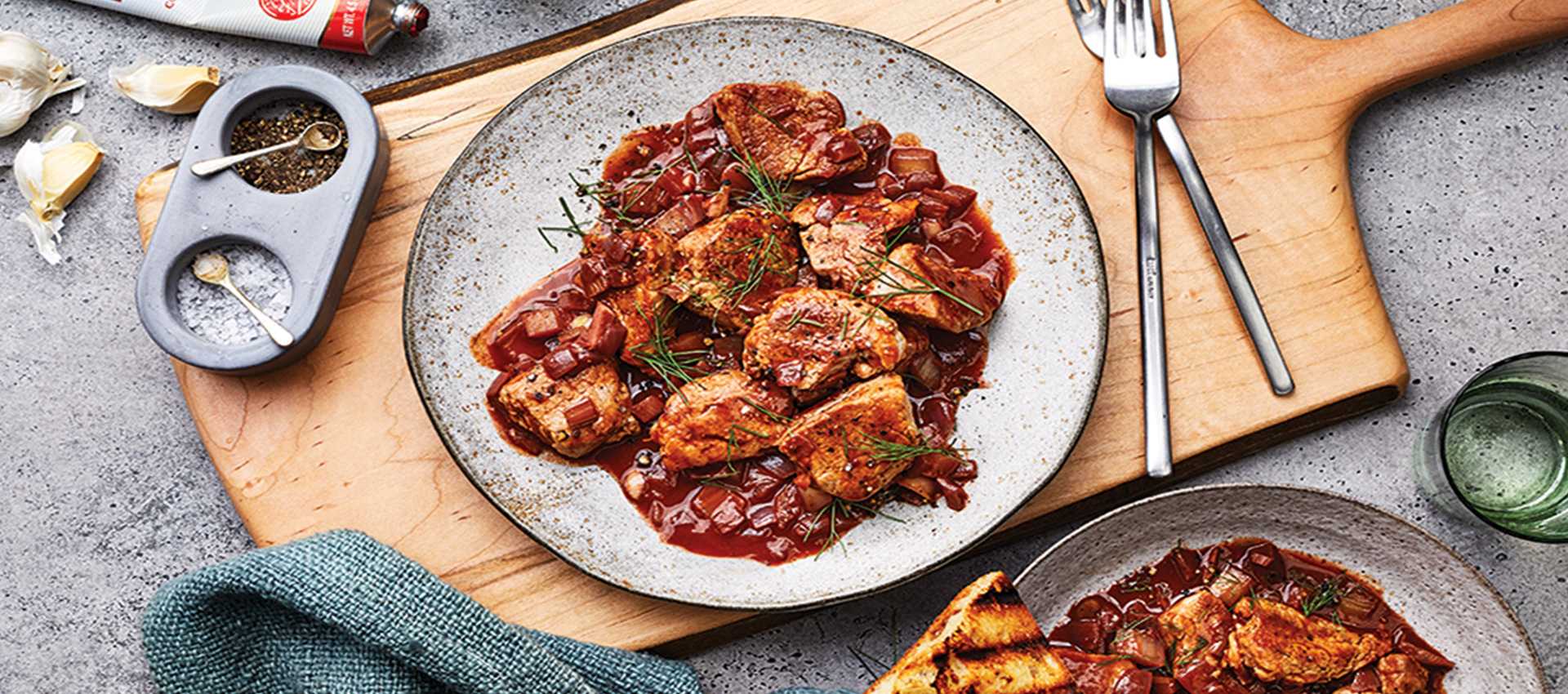 Sangiovese Simmered pork tenderloin in tomato sauce