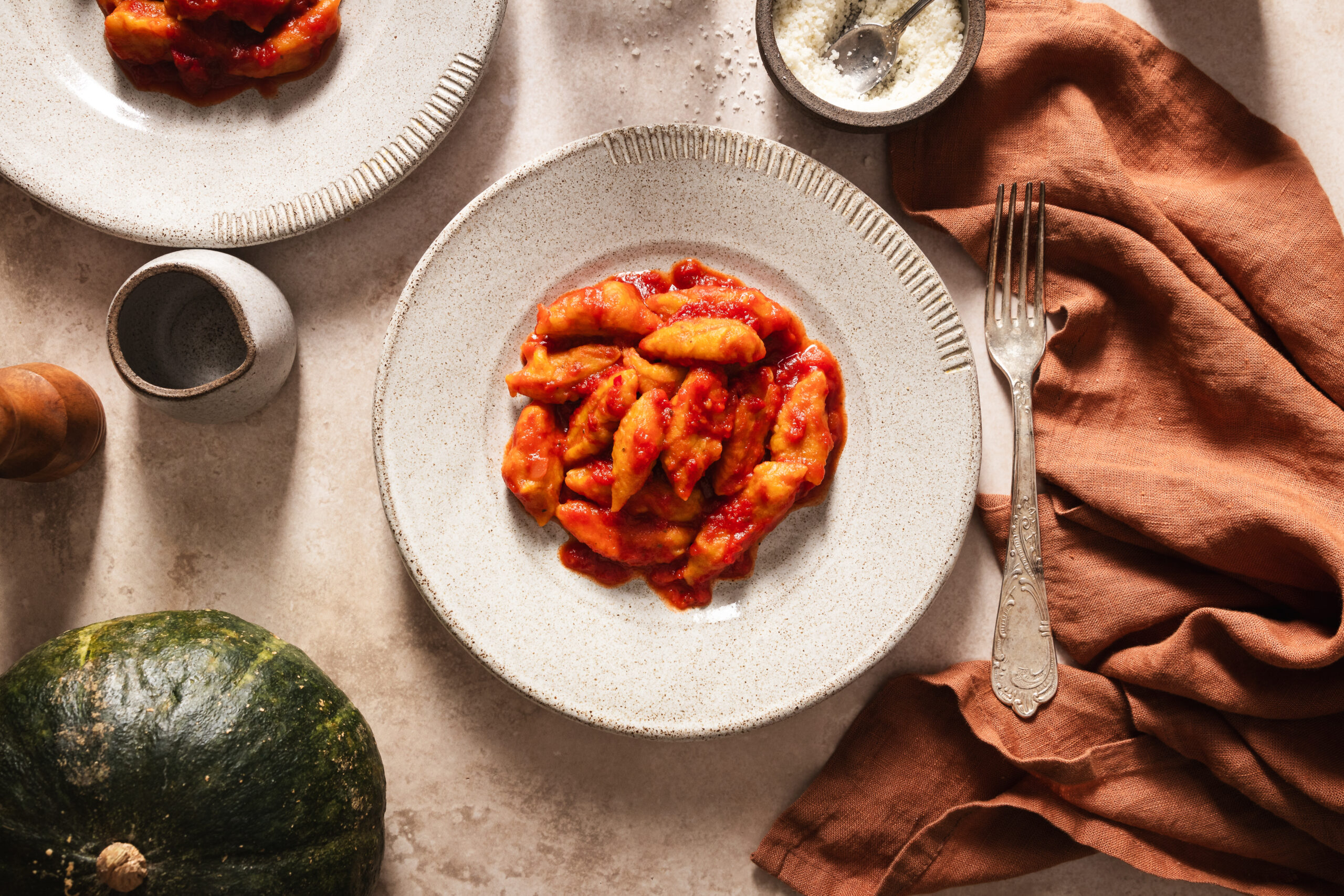 Pumpkin gnocchi with spicy tomato sauce Pumpkin gnocchi with spicy tomato sauce