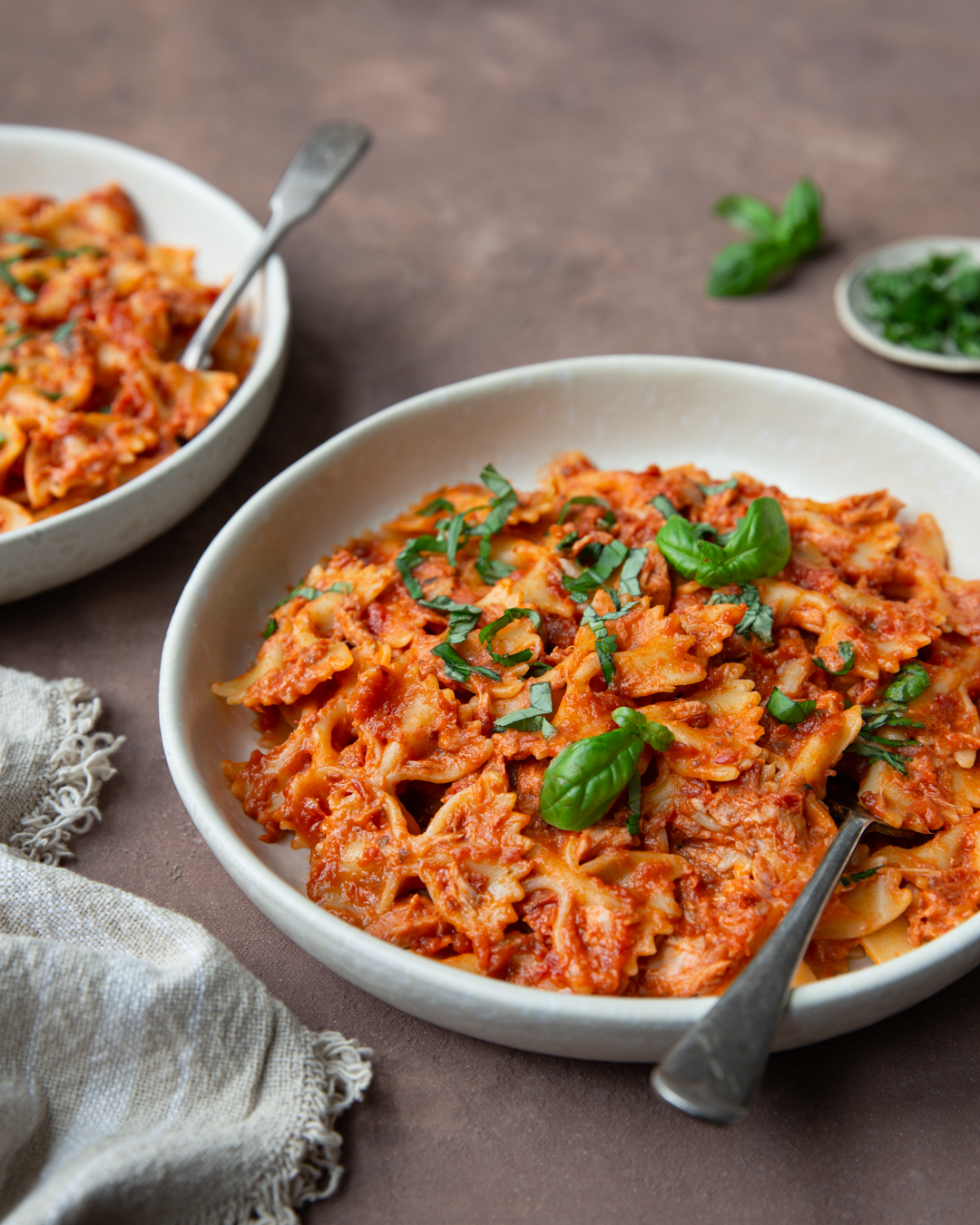 Farfalle Pasta with Chily Pasta sauce and Tuna
