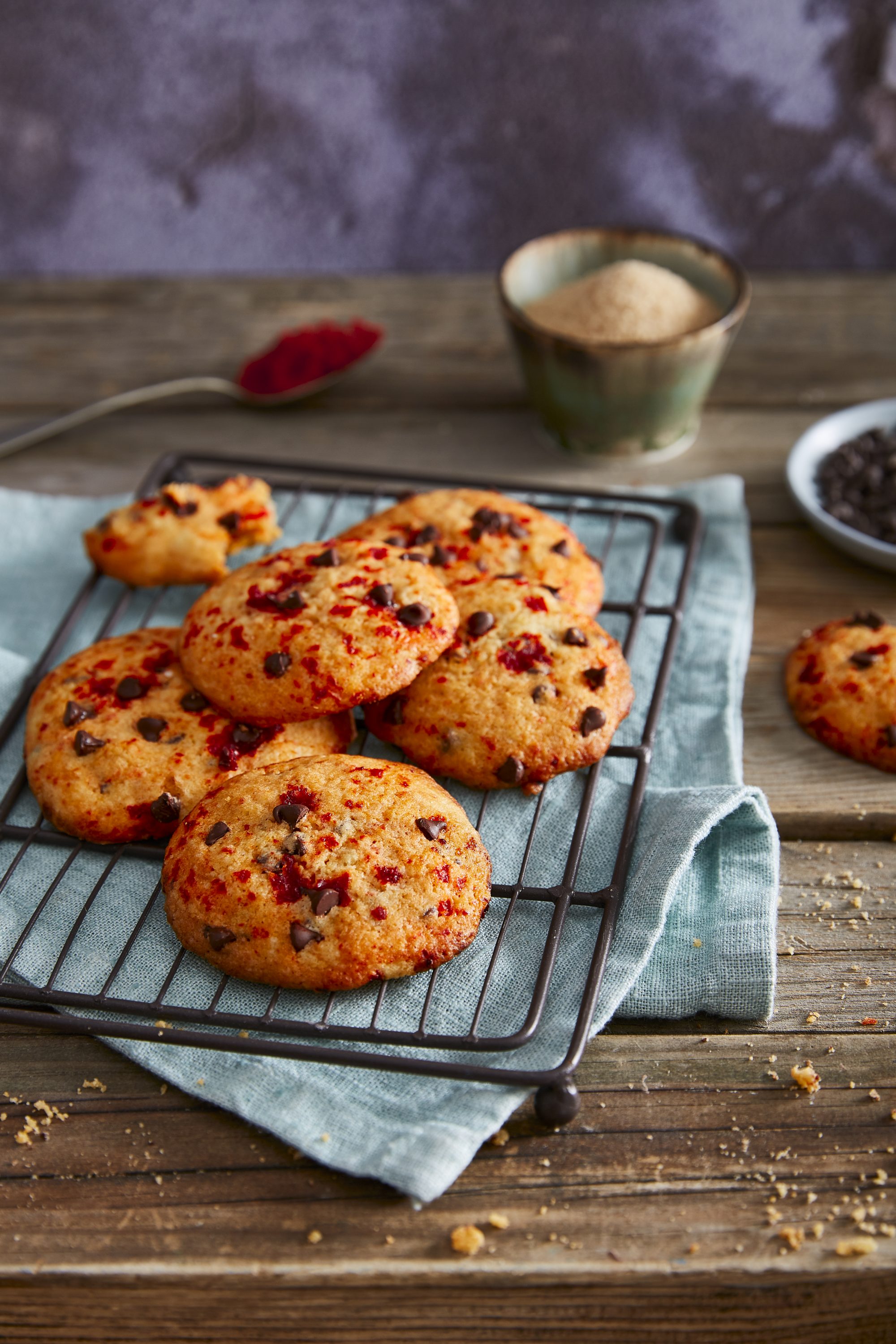 Chocolate chip cookies med tomatpuré