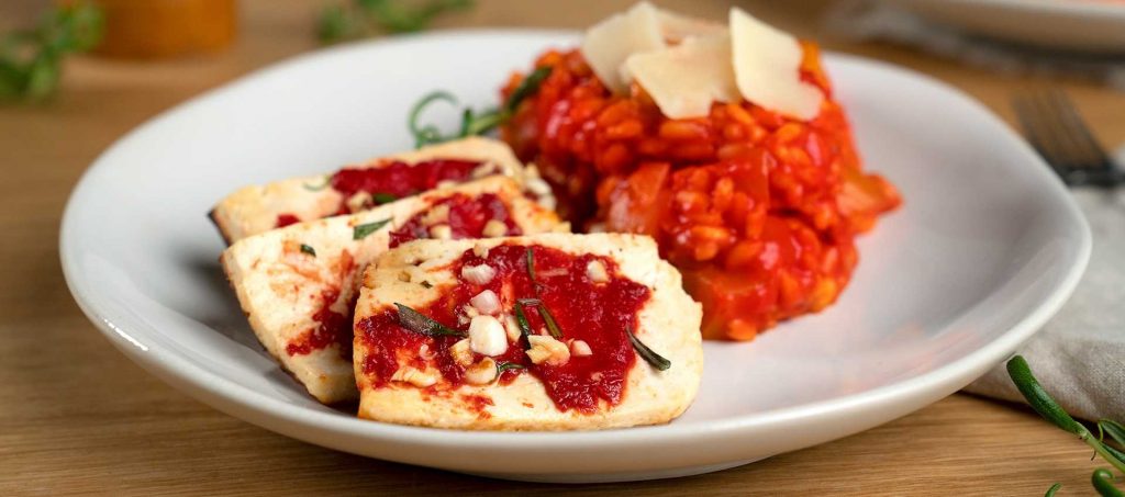 Tomaten-Risotto mit Tofu Tomaten-Risotto mit Tofu