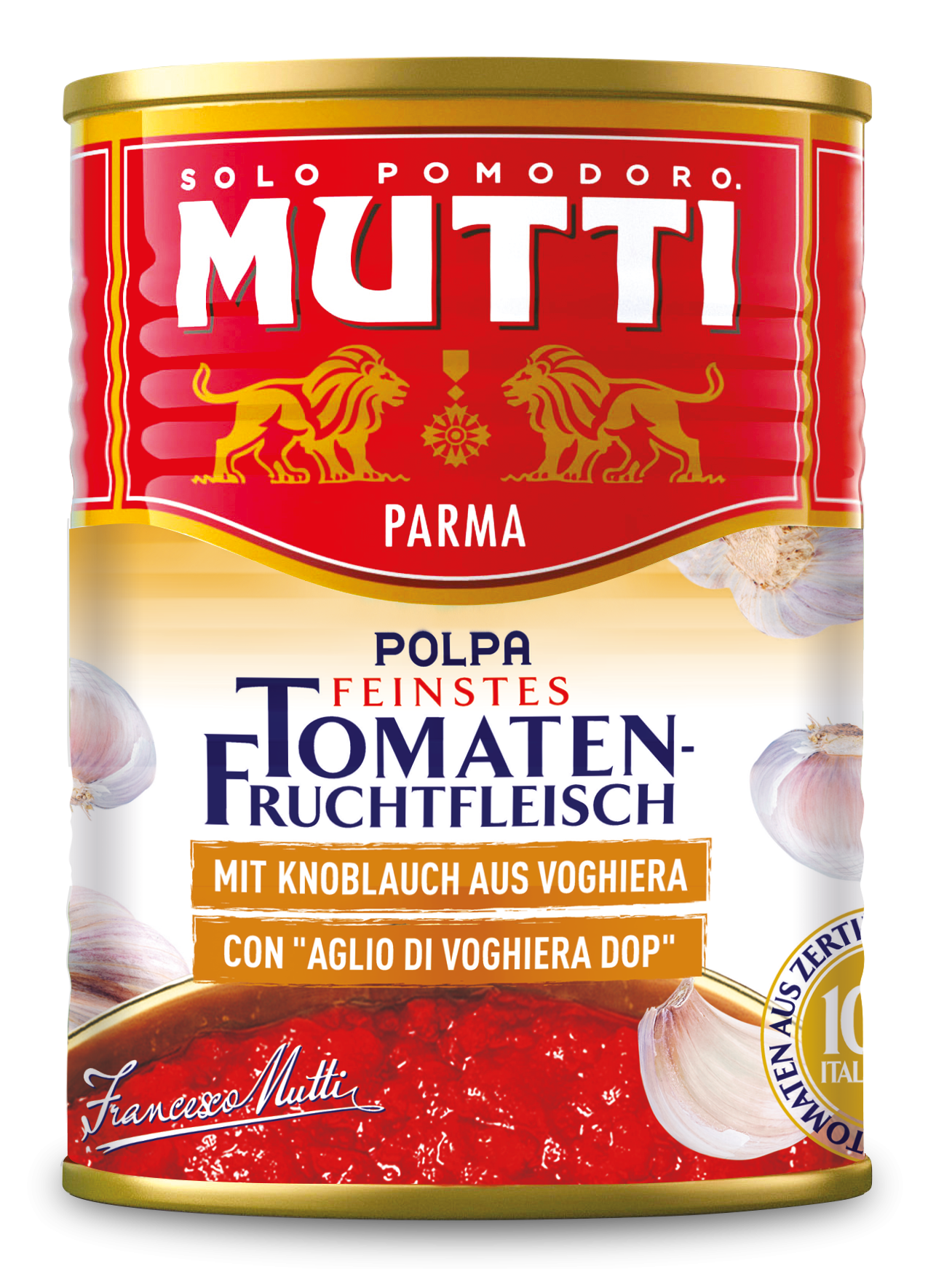 Tomatenfruchtfleisch mit knoblauch aus voghiera Tomatenfruchtfleisch mit knoblauch aus voghiera