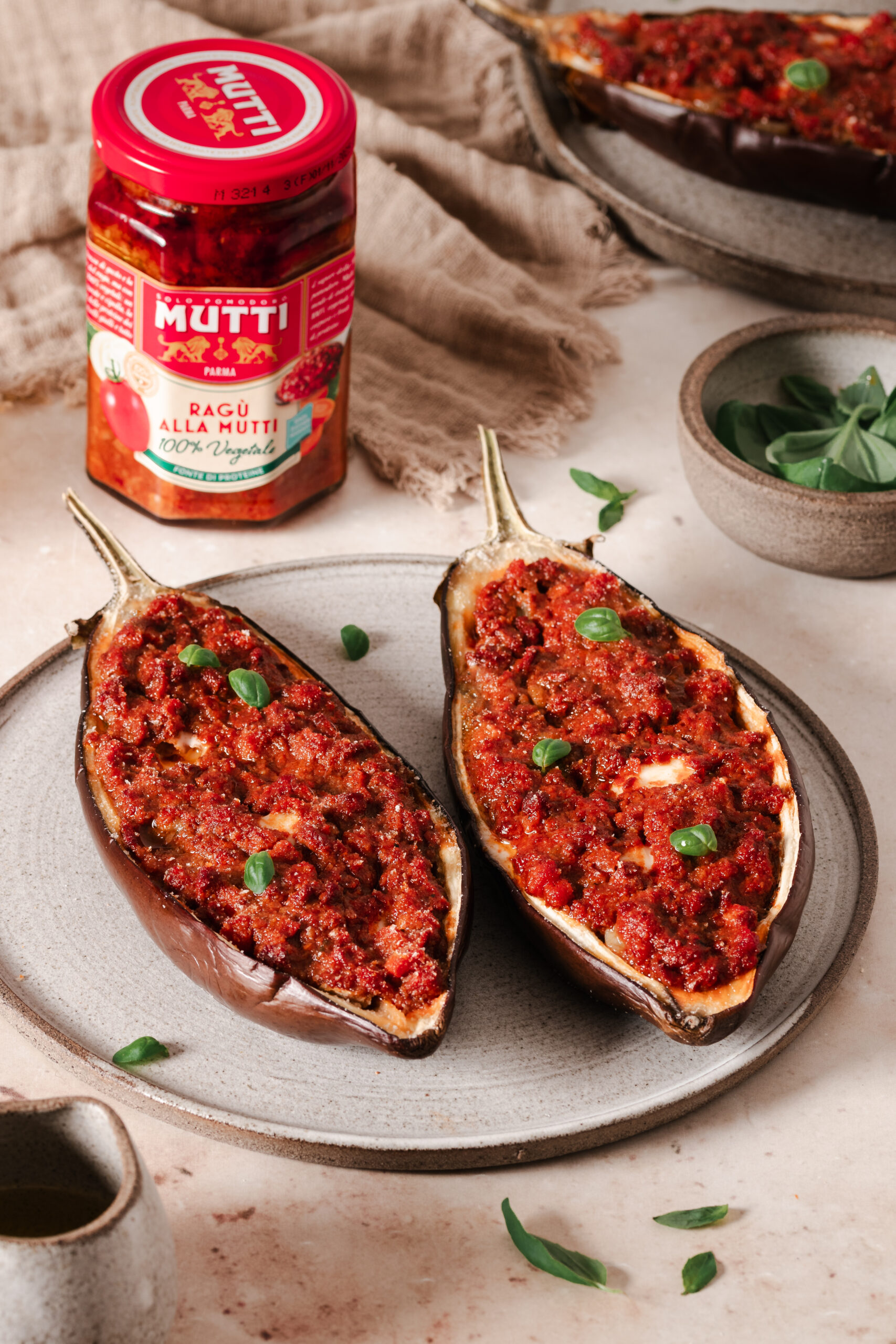 Gefüllte Auberginen Schiffchen