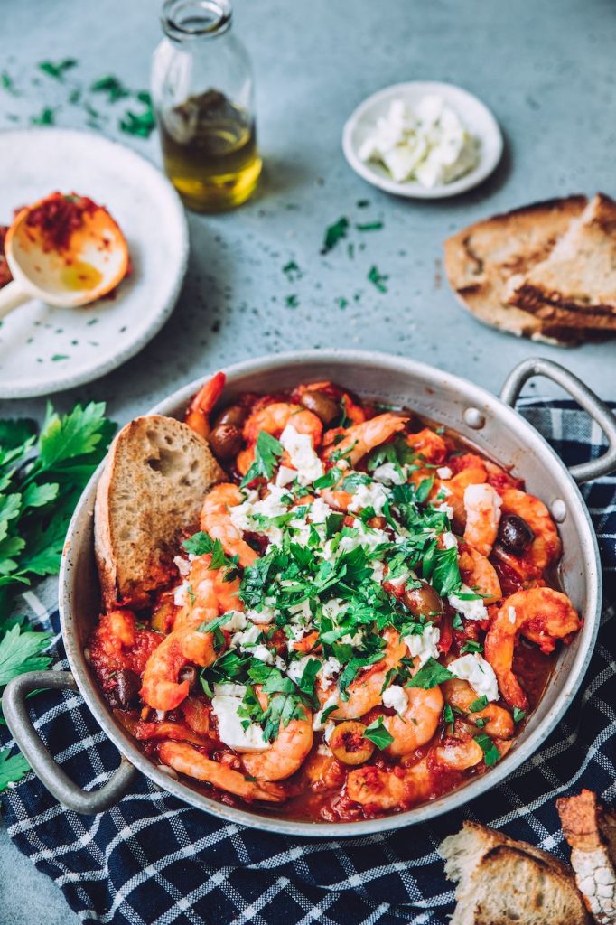 Crevettes à la grecque Crevettes à la grecque