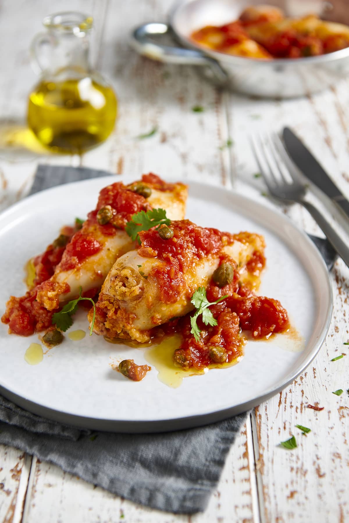 Calamars farcis à la Polpa Datterini