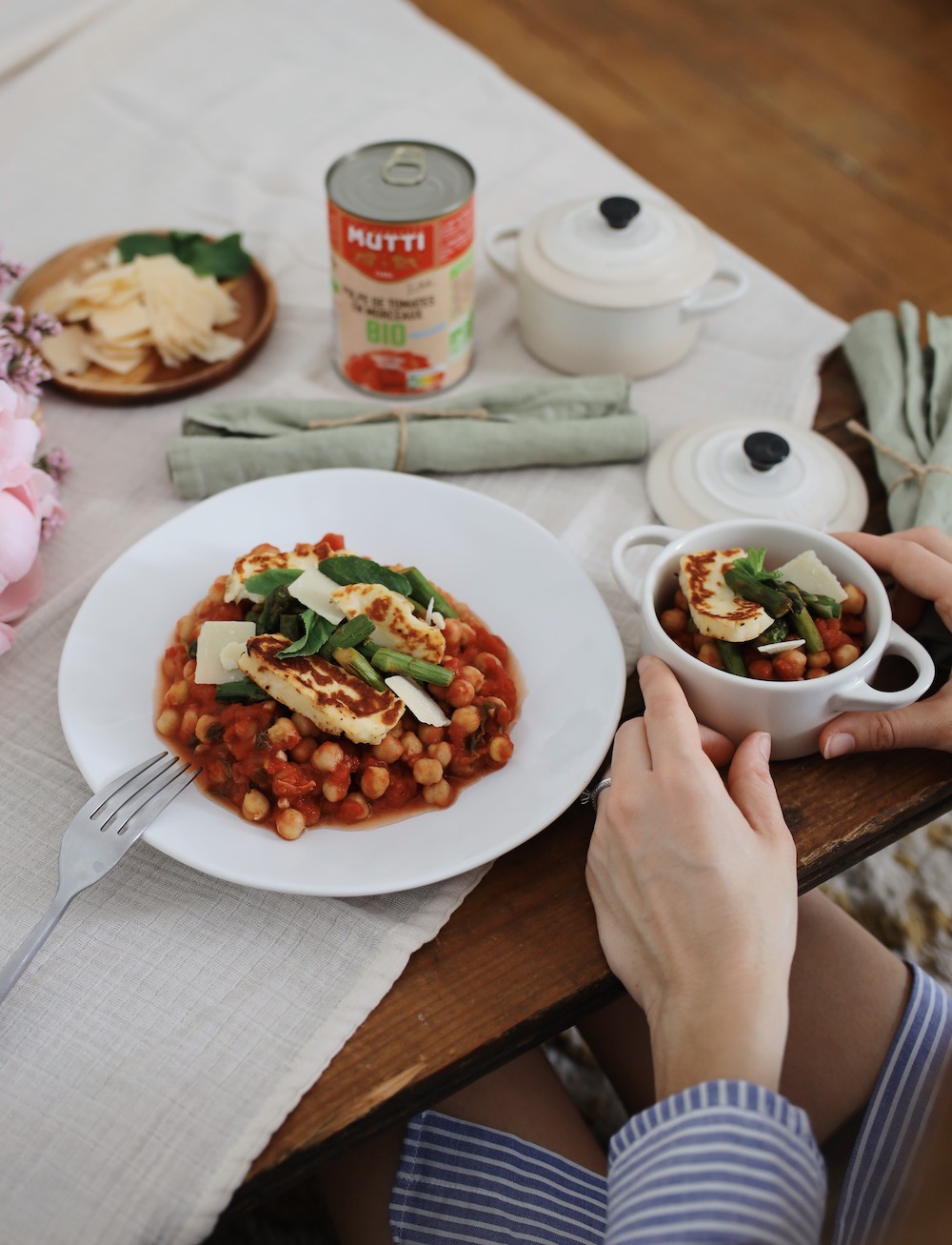 Pois chiches à la tomates et aux asperges
