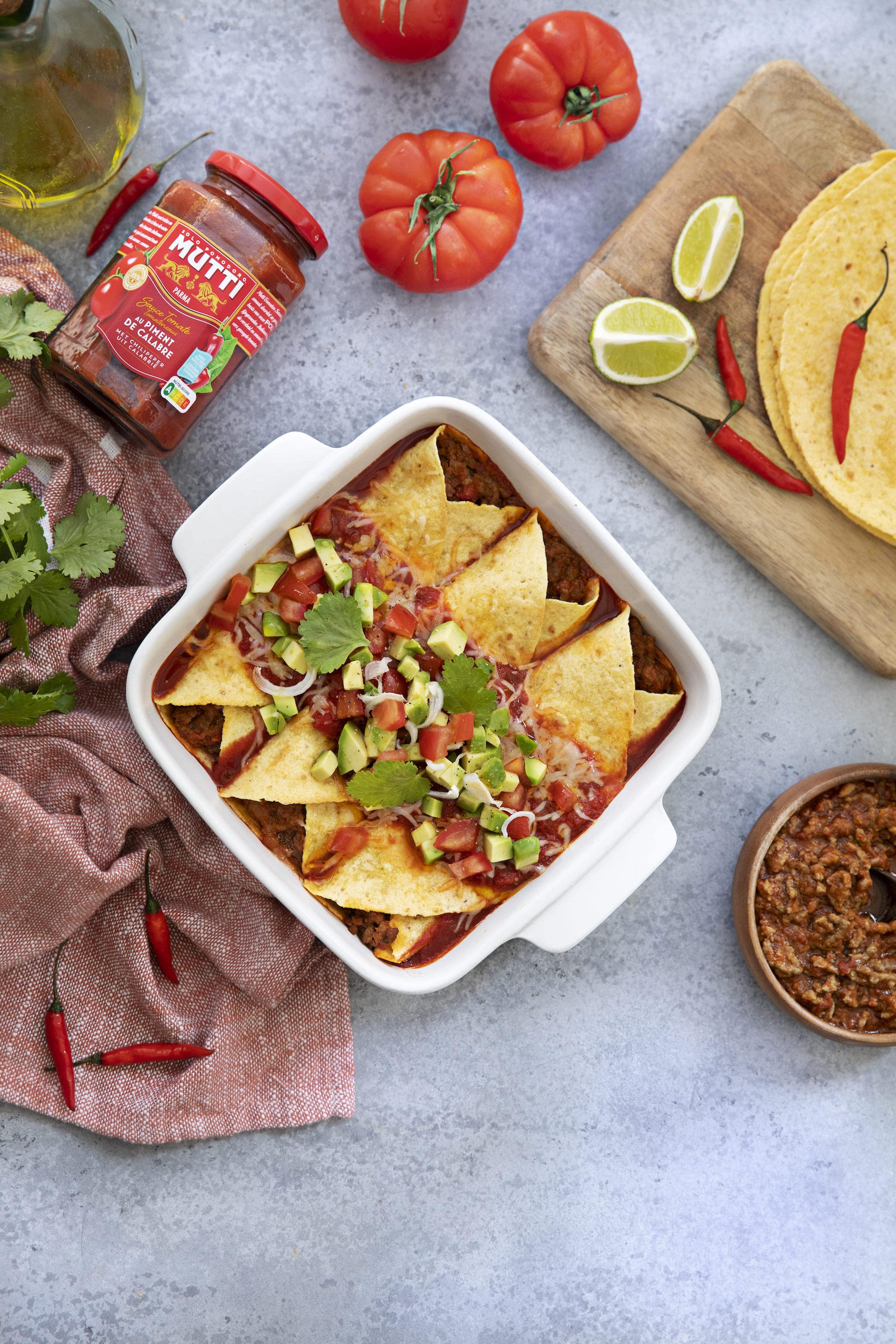 Enchiladas de bœuf et sauce tomate
