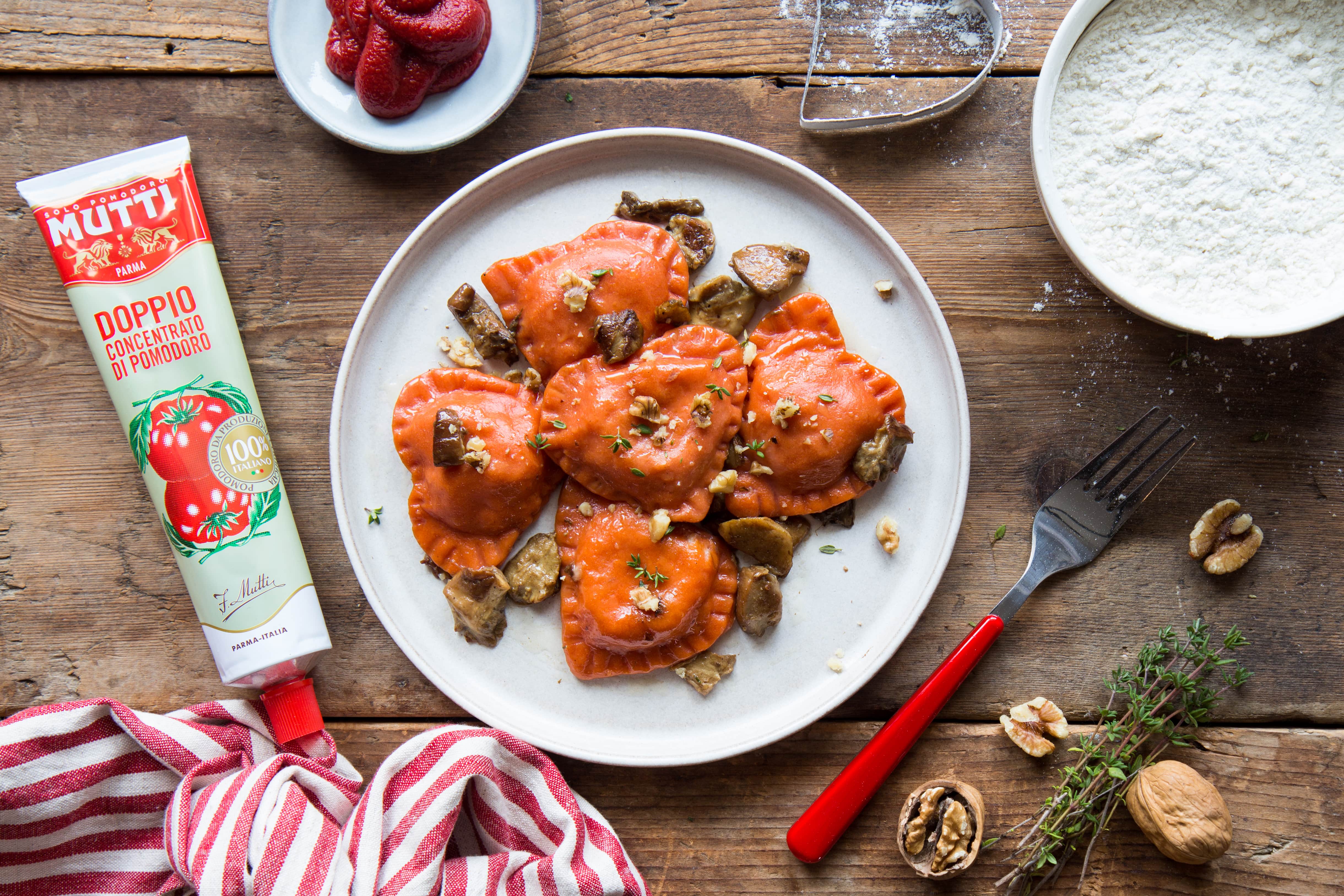 Raviolis aux tomates et aux cèpes