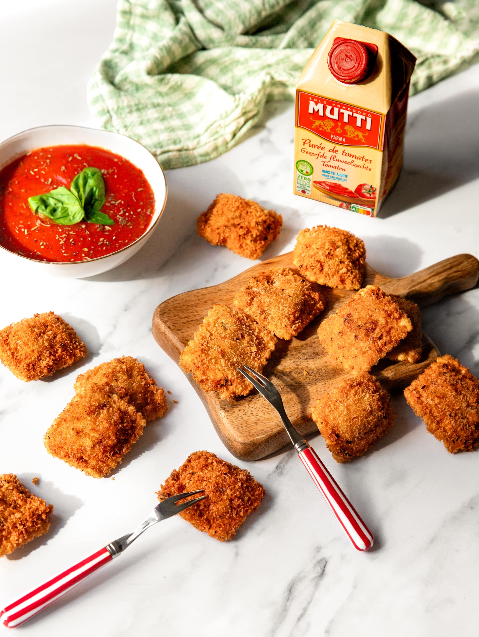 Raviolis panés tomates et ricotta