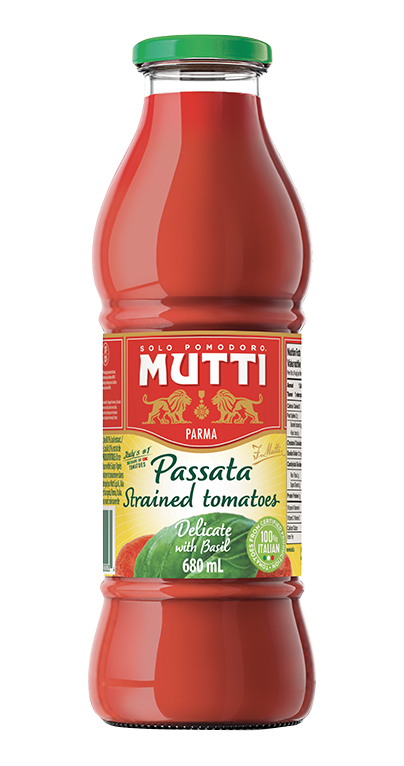 strained tomatoes paste with basil