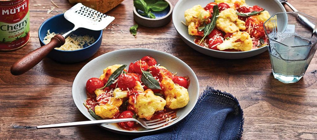 Crispy Cauliflower with Cherry Tomatoes and Parmigiano Reggiano Crispy Cauliflower with Cherry Tomatoes and Parmigiano Reggiano