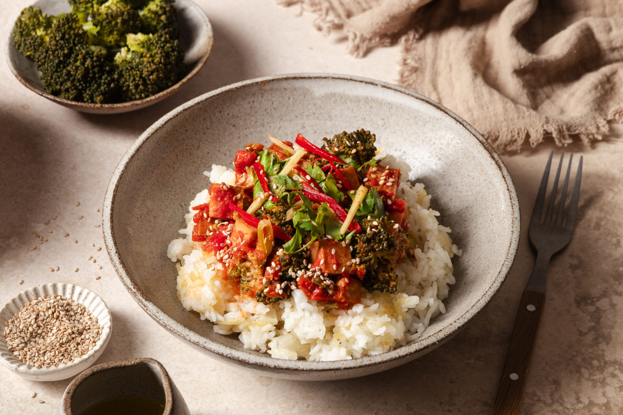 Crispy Rice with Spicy Tofu and Vegetables