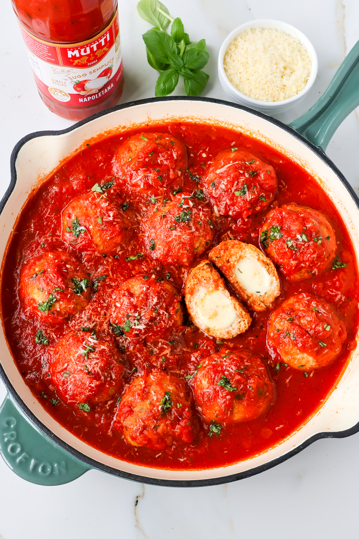 Mozzarella-Stuffed Chicken Meatballs