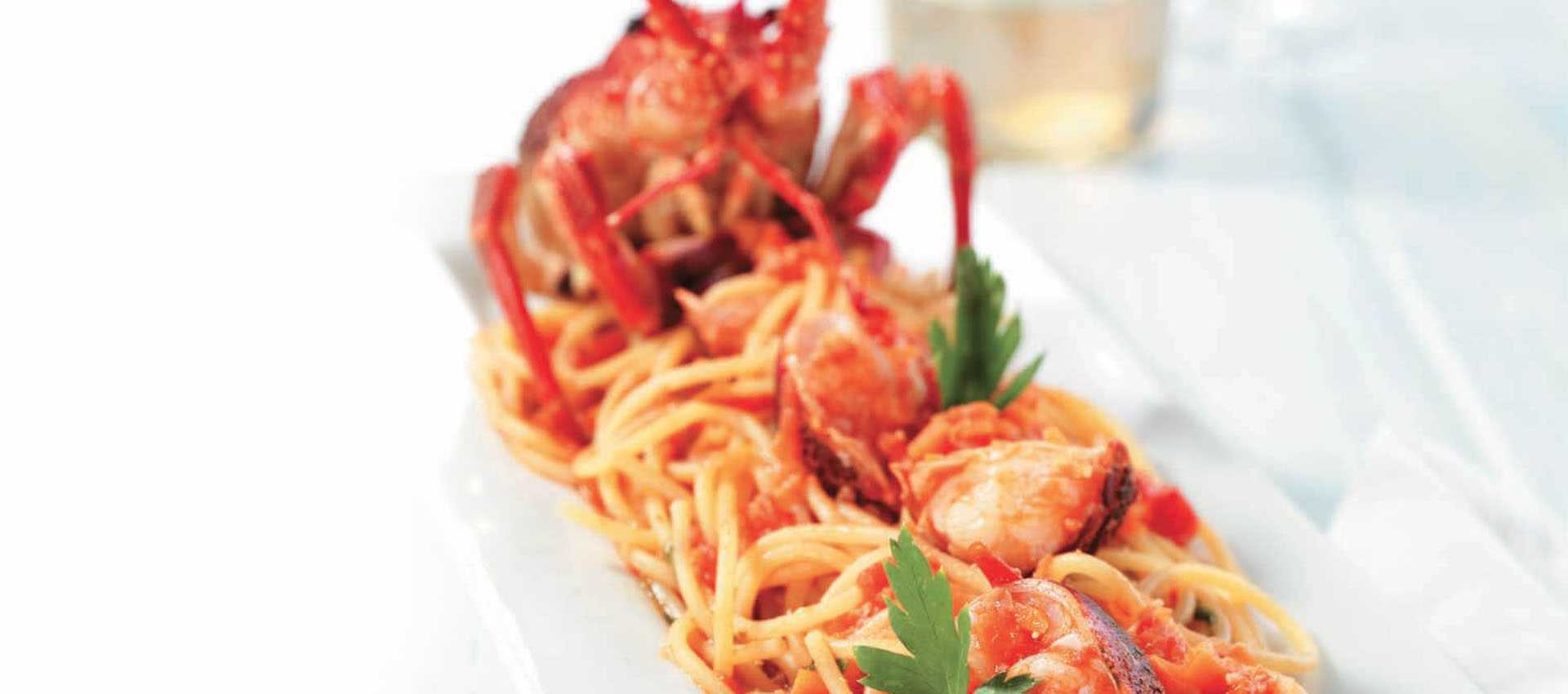 Spaghetti met rode langoest