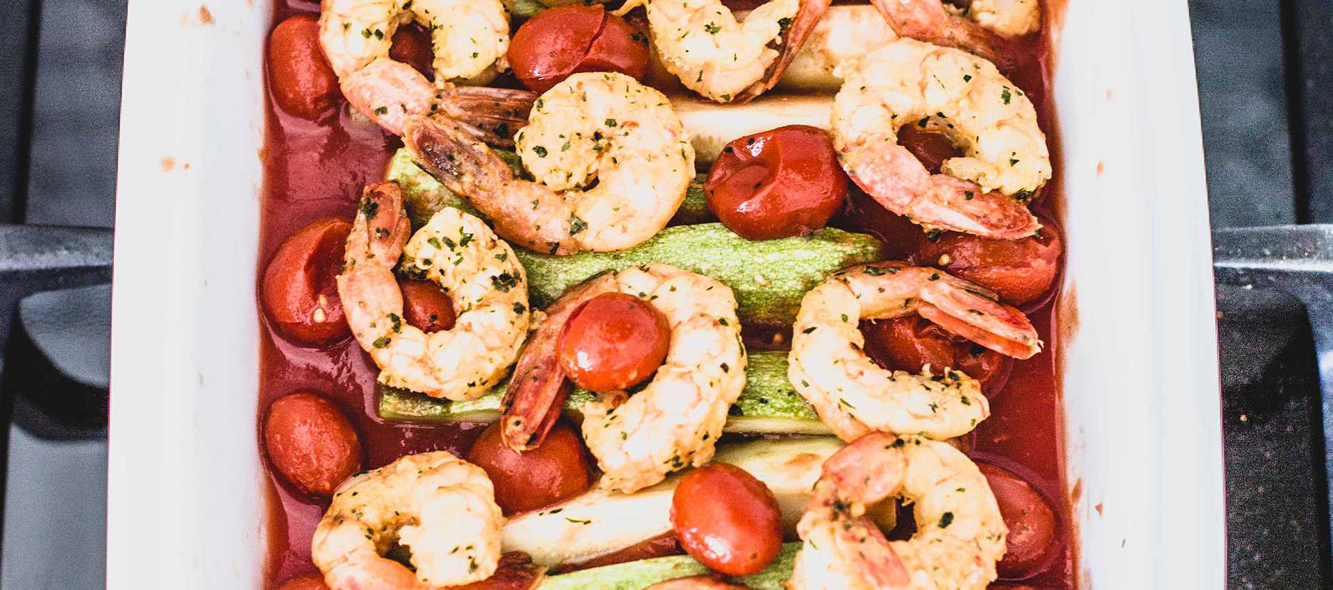 Baked Shrimp with Datterini Tomatoes