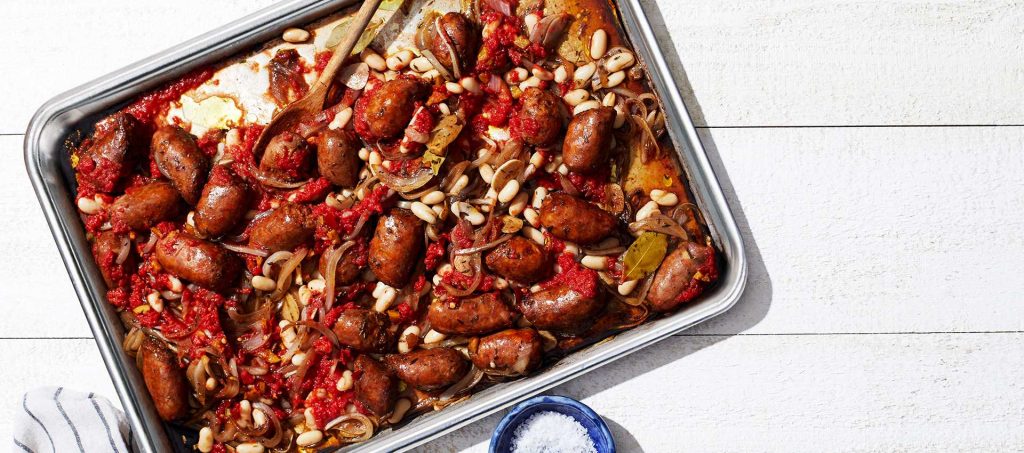 Sausage with White Beans, Tomatoes & Onions Sausage with White Beans, Tomatoes & Onions