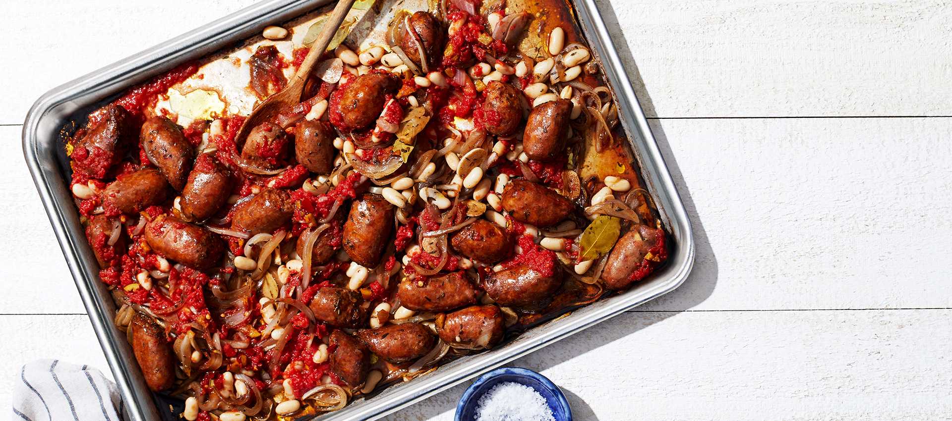 Sausage with White Beans, Tomatoes, and Onions