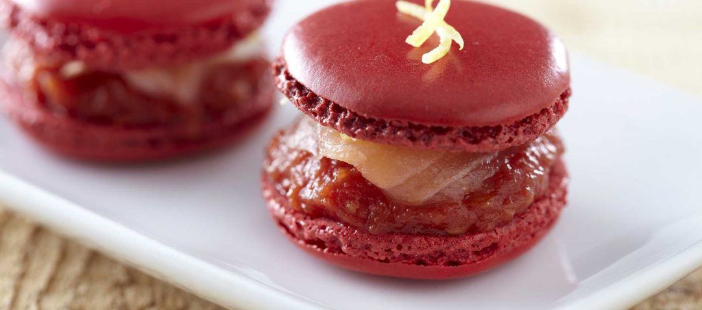 Smoked salmon macarons with finely chopped tomatoes Smoked salmon macarons with finely chopped tomatoes
