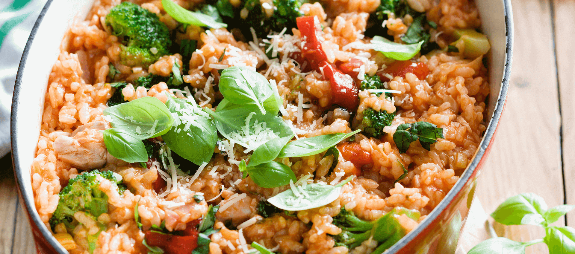 Oven baked chicken & broccoli risotto
