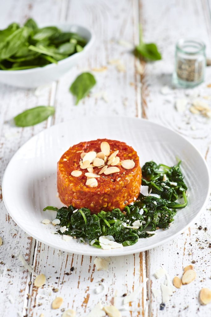 Grano saraceno rosso con spinacini e ricotta salata Grano saraceno rosso con spinacini e ricotta salata